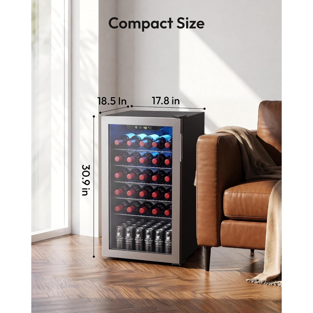 Wine Beer Fridge Small - 128 blikjes mini-koelkast, glazen deur koeler