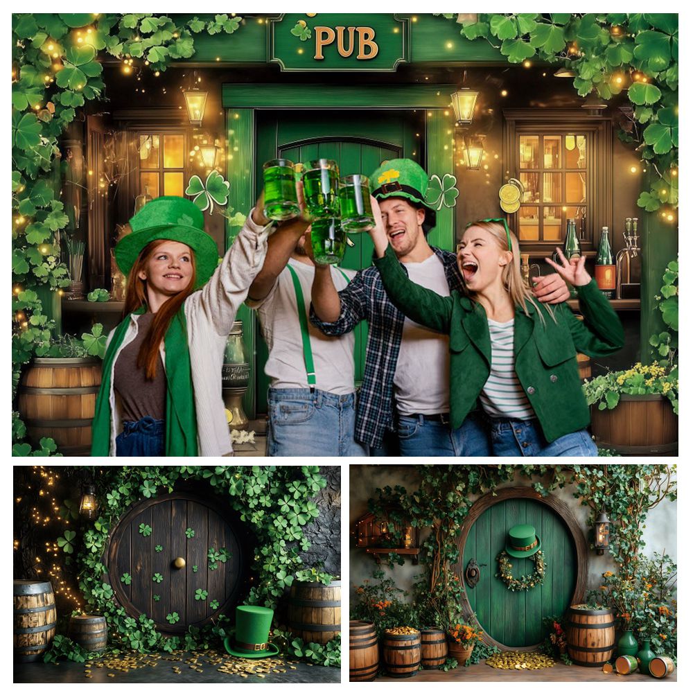 Wine Beer Festival - St. Patrick's Day achtergrondbanner groene klaver