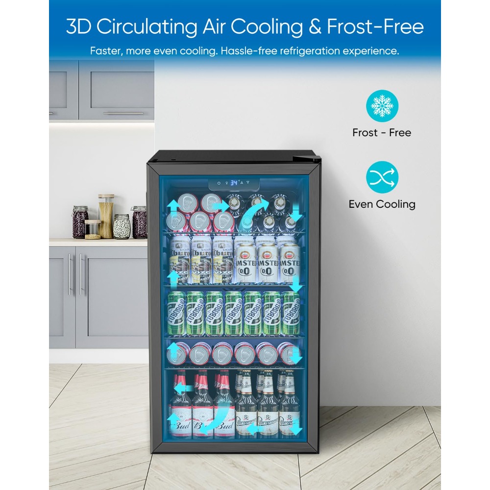Wine Beer Fridge Small - 3,2 Cu.Ft Mini drankenkoelkast, 126 blikjes