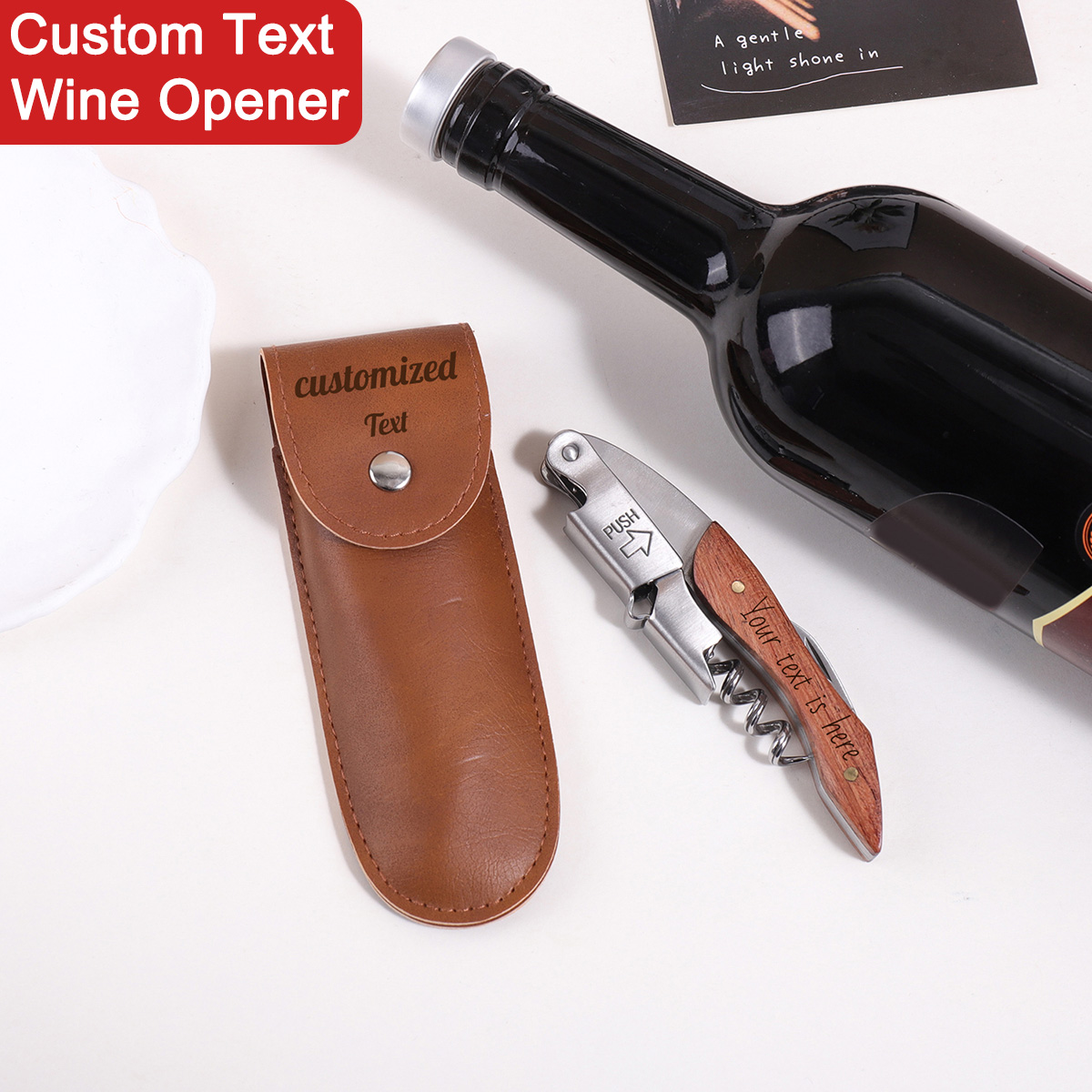 Wine With Beer Name - Houten handvat gepersonaliseerde tekst kurkentrekker gepersonaliseerde