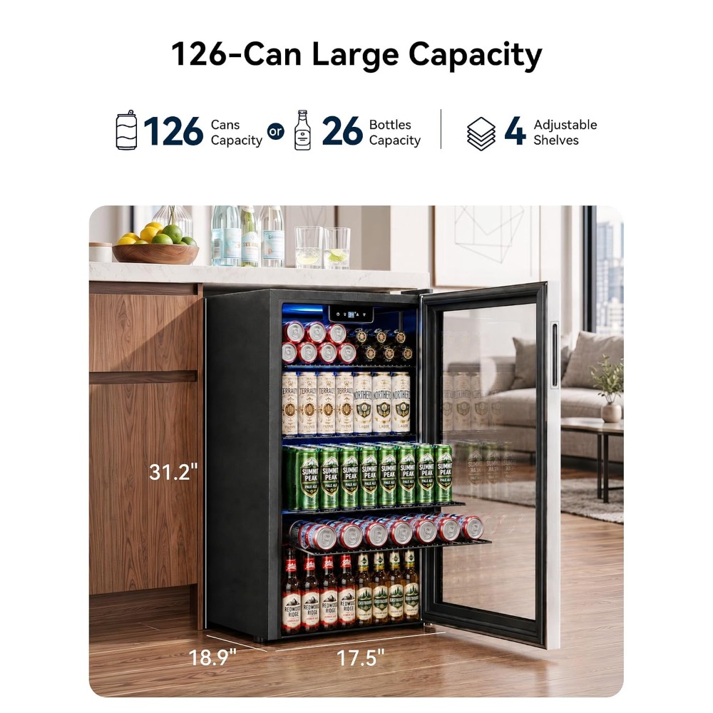 Wine Beer Fridge Small - 126 Can Mini Koelkast, Koelkast met