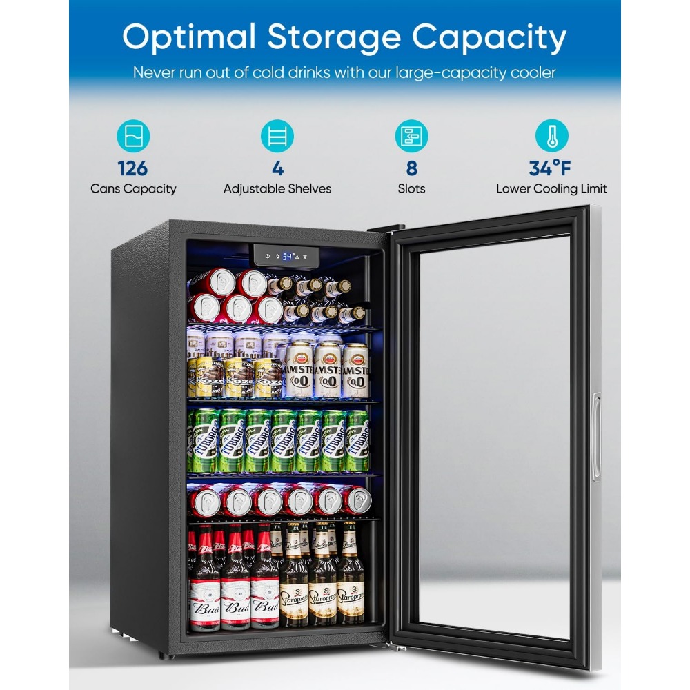 Drankenkoelkast - 126 blikjes  - Wine Beer Fridge Small recensie en prijs